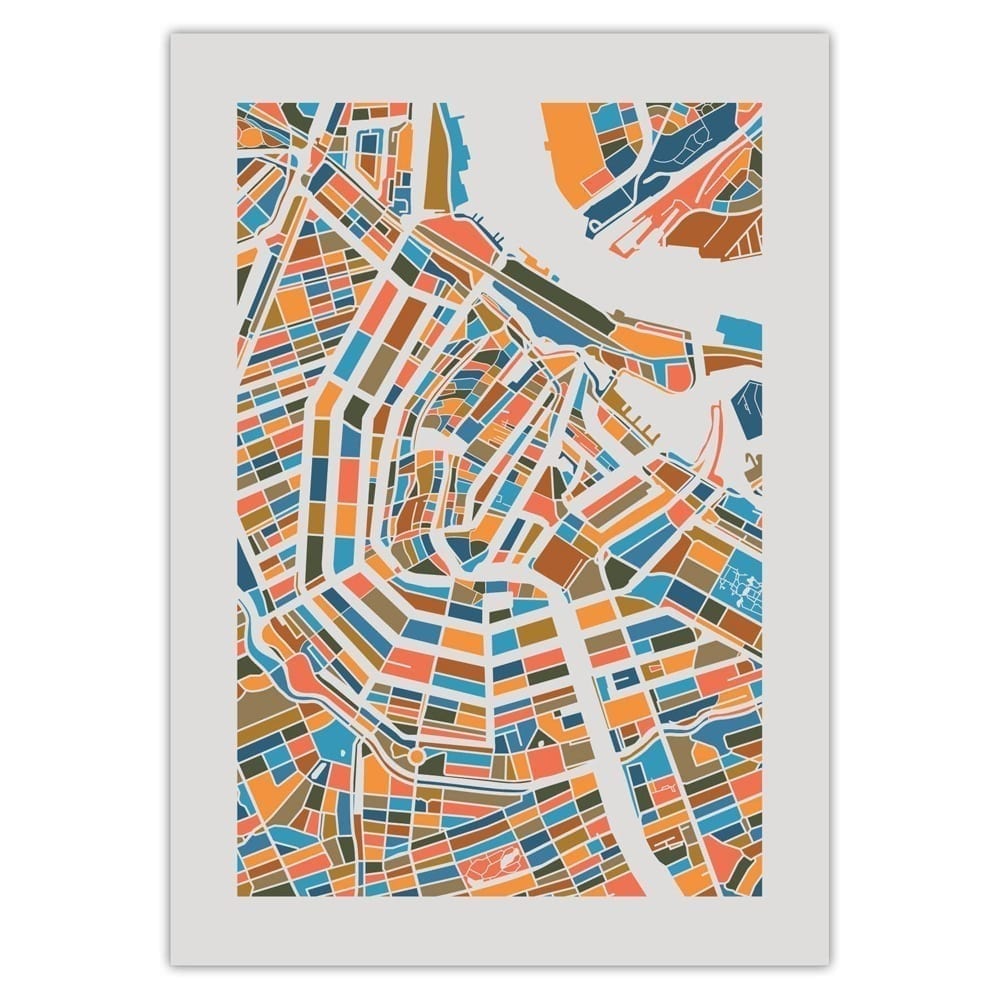 Wonderlijk Plattegrond Amsterdam (veelkleurig met passepartout) /Posters BX-19
