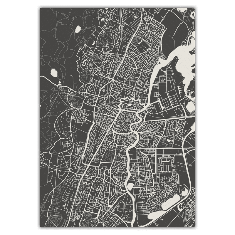 Map of Haarlem - bw - A4 (21 x 29.7 cm) — product photo
