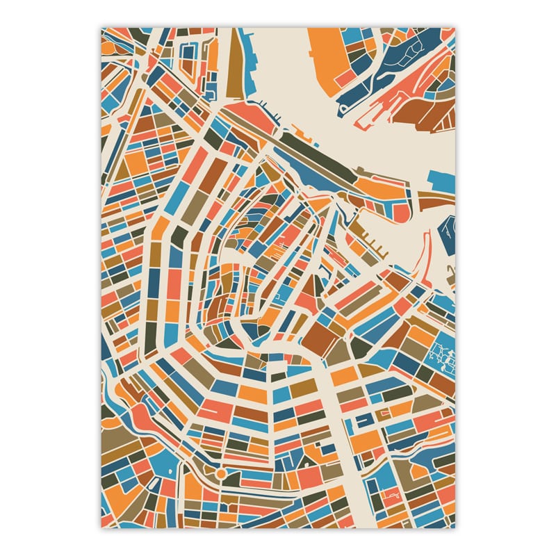 Afleiding Referendum wortel Plattegrond Amsterdam (kleur) /Posters, Amsterdam/ Hollandse Huisjes