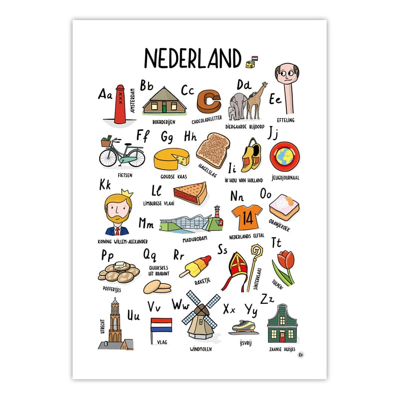 schudden Geboorteplaats Bespreken ABC Poster Nederland Kinderen /Alfabet Posters, Nederland/ Hollandse Huisjes